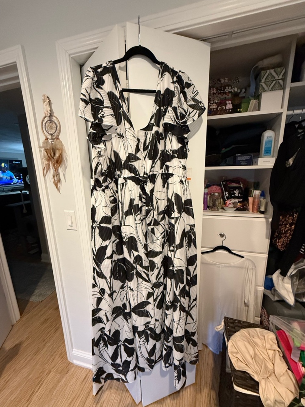 Taylor Black & White Floral Maxi Dress